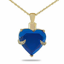 Load image into Gallery viewer, 14K Solid Gold Aqua Blue Pendant Crystal Keepsake Funeral Cremation Urn Ashes
