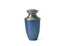 Load image into Gallery viewer, Blue Alloy &amp; Brass Keepsake Funeral Cremation Urn for Ashes, 5 Cubic Inches
