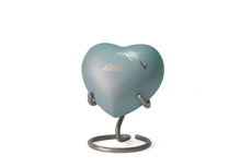 Load image into Gallery viewer, Heart Keepsake Brass Turquoise Blue Dolphin Funeral Cremation Urn, 3 Cubic Inch
