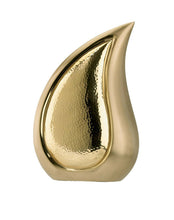 Load image into Gallery viewer, Small/Keepsake 3 Cubic Ins Tear Drop Shaped Solid Brass Cremation Urn for Ashes
