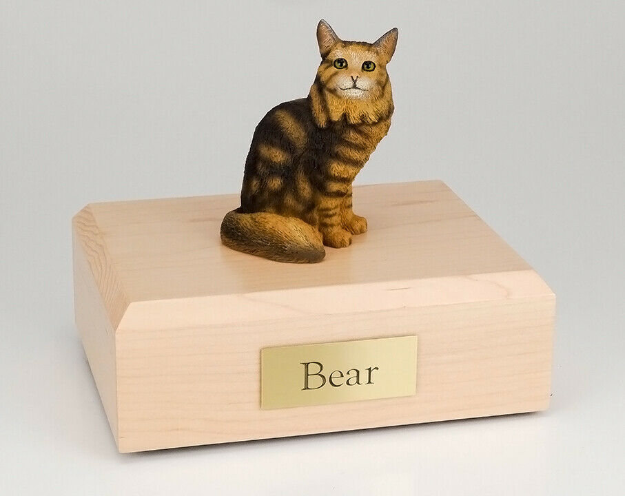 Maine Coon Brown Tabby Cat Figurine Pet Cremation Urn Avail in 3 Colors/ 4 Sizes