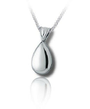 Load image into Gallery viewer, Sterling Silver Tear Drop w/Bail Funeral Cremation Urn Pendant for Ashes w/Chain
