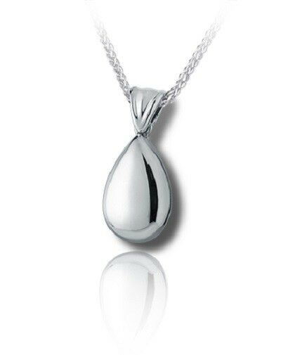 Sterling Silver Tear Drop w/Bail Funeral Cremation Urn Pendant for Ashes w/Chain