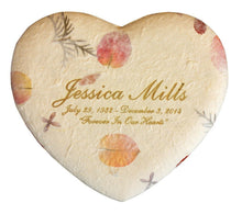 Load image into Gallery viewer, Biodegradable, Eco-Friendly Floral Heart Adult Cremation Urn, 200 Cubic Inches
