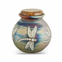 Load image into Gallery viewer, Large/Adult 200 Cubic Inches Raku Dragonfly Funeral Cremation Urn for Ashes
