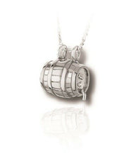 Load image into Gallery viewer, Sterling Silver Beer Barrel Funeral Cremation Urn Pendant for Ashes w/Chain
