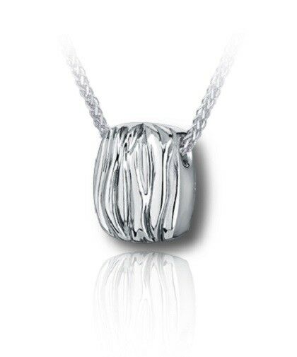 Sterling Silver Dune Cushion Funeral Cremation Urn Pendant for Ashes w/Chain