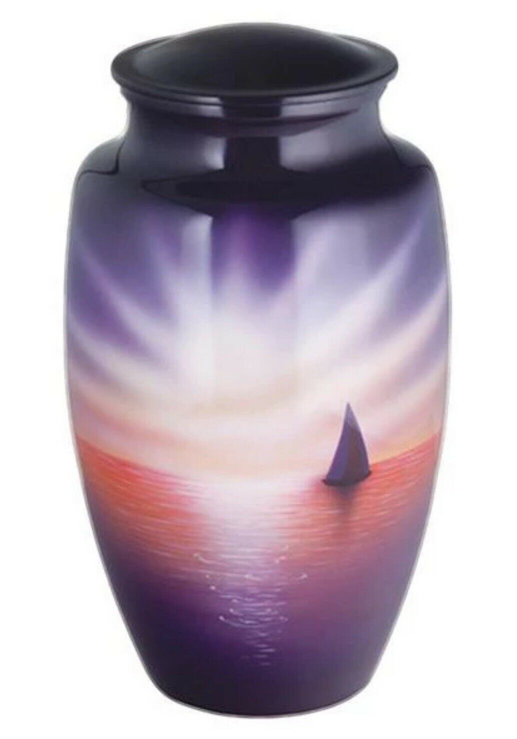 Large/Adult Sunset Sail Ocean Hand Painted Funeral Cremation Urn For Ashes