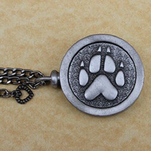 Pewter Keepsake Pet Memory Charm Cremation Urn with Chain - Memorial Paw