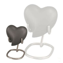 Load image into Gallery viewer, Small/Keepsake 5 Cubic Inch Brass Ashen Pewter Heart Funeral Cremation Urn
