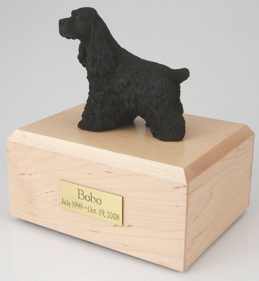 Black Cocker Spaniel Pet Funeral Cremation Urn Avail in 3 Diff Colors & 4 Sizes