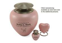 Load image into Gallery viewer, Adult 195 Cubic Inch Brass Pink Funeral Cremation Urn for Ashes
