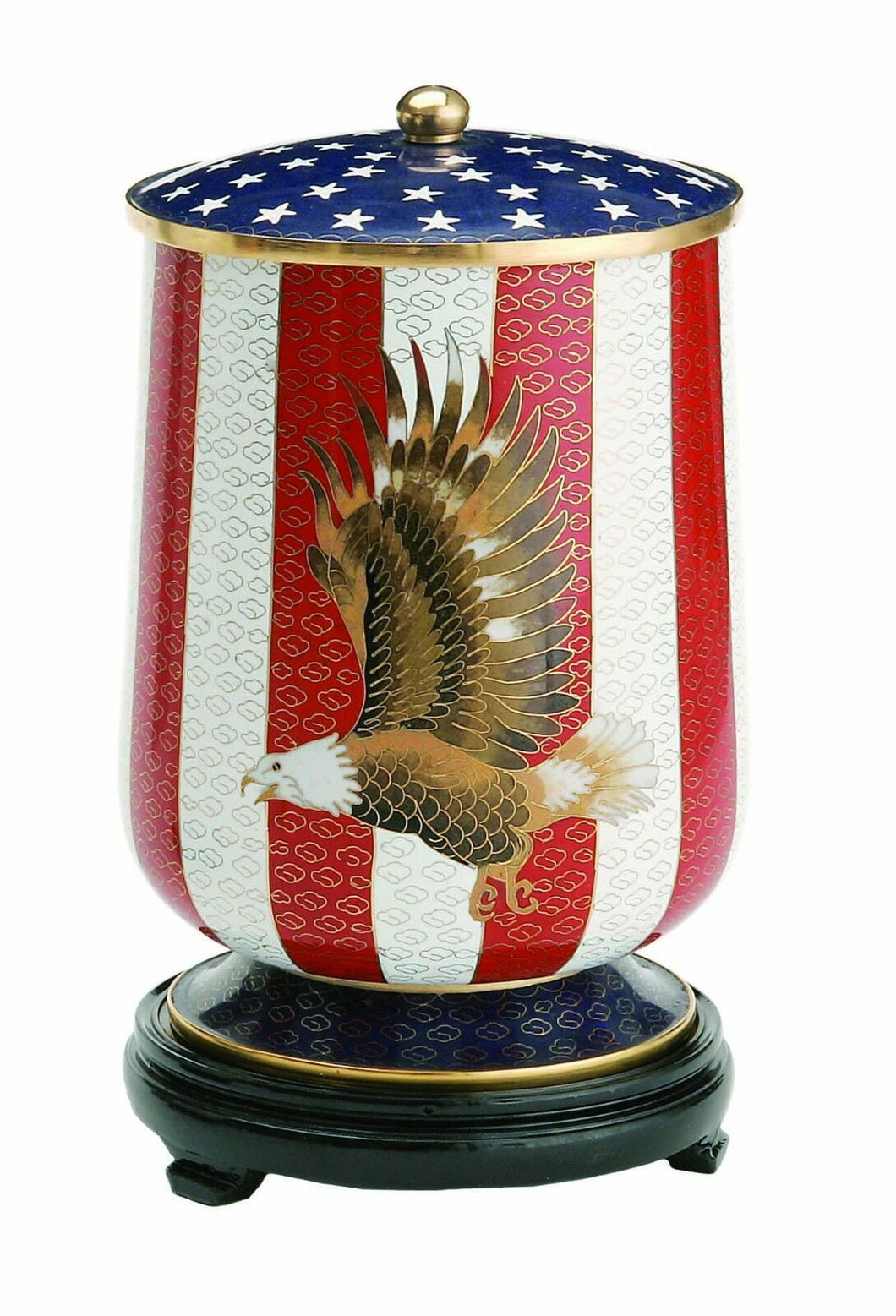 Large/Adult 220 cubic inches Flag & Eagle Cloisonne Cremation Urn for Ashes