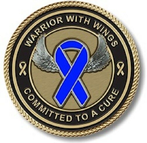 Colon Cancer/Blue Ribbon Medallion for Box Cremation Urn/Flag Case - 2