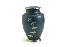 Load image into Gallery viewer, Adult 200 Cubic Inch Brass Blue Funeral Cremation Urn for Ashes
