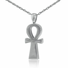 Load image into Gallery viewer, Small/Keepsake 1/4 Cubic Inch Steel Ankh Cross  Pendant Cremation Urn

