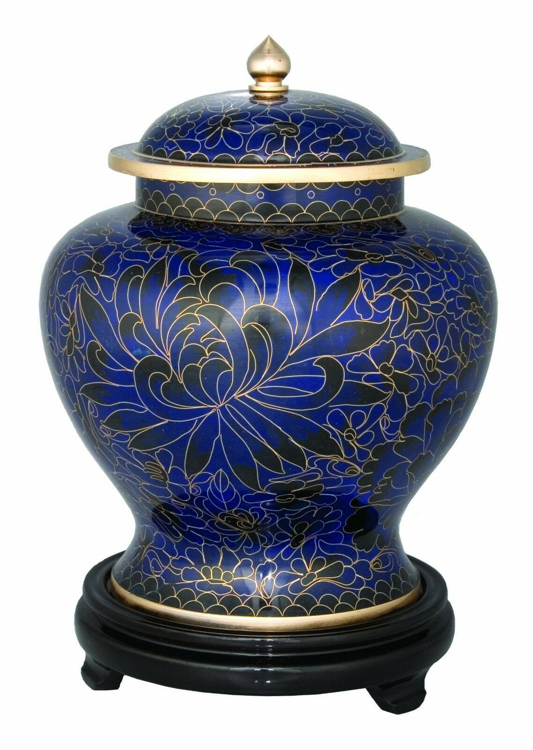Large/Adult 220 cubic inches Royal Blue Cloisonne Cremation Urn for Ashes