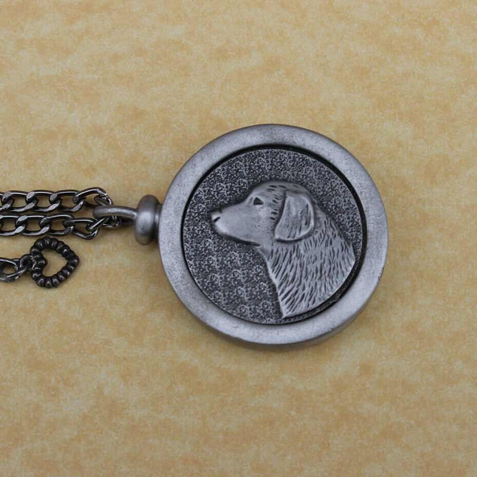 Pewter Keepsake Pet Memory Charm Cremation Urn with Chain - Retriever