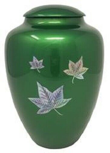 Large/Adult 200 Cubic Inch Fiber Glass Shell Art Maple Leaf Cremation Urn