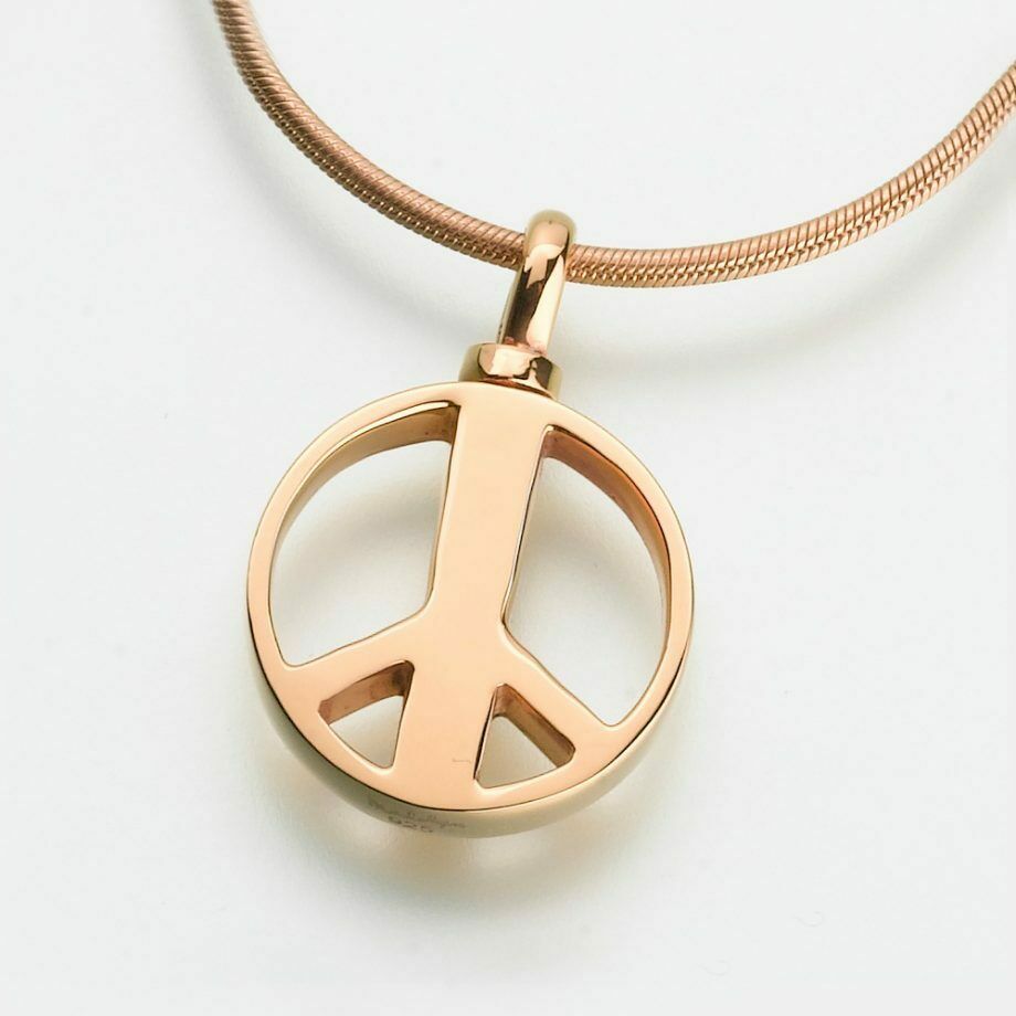 Gold Vermeil Peace Sign Memorial Jewelry Pendant Funeral Cremation Urn