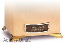 Load image into Gallery viewer, Personalized Brushed Brass Name-Plate Medallion for Cube &amp; Box Cremation Urns
