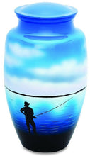 Load image into Gallery viewer, Fisherman Fishing 210 Cubic Inches Large/Adult Funeral Cremation Urn for Ashes
