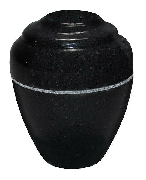 Small/Keepsake 18 Cubic Inch Black Vase Cultured Granite Cremation Urn for Ashes