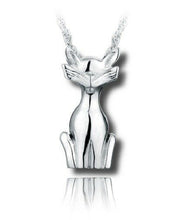 Load image into Gallery viewer, Sterling Silver Cat &amp; Whiskers Funeral Cremation Urn Pendant for Ashes w/Chain

