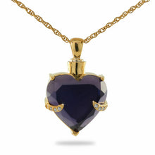 Load image into Gallery viewer, 14K Solid Gold Purple Heart Pendant/Necklace Funeral Cremation Urn for Ashes
