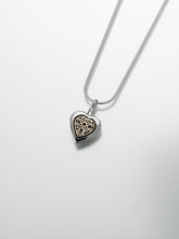 Load image into Gallery viewer, Sterling Silver Heart with 14k Gold Memorial Pendant Funeral Cremation Urn
