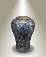 Load image into Gallery viewer, Lily Blue Oak Wood Infant/Child/Pet Funeral Cremation Urn, 94 Cubic Inches
