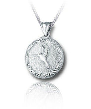 Load image into Gallery viewer, Sterling Silver Hummingbird Round Funeral Cremation Urn Pendant w/Chain

