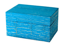 Load image into Gallery viewer, Small/Keepsake 90 Cubic Inch Antique Turquoise Blue Chest Earthurn Cremation Urn
