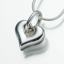 Load image into Gallery viewer, Sterling Silver Puff Heart w Loop Memorial Jewelry Pendant Funeral Cremation Urn
