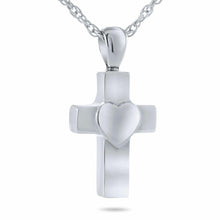 Load image into Gallery viewer, Cross &amp; Heart Stainless Steel Pendant/Necklace Funeral Cremation Urn for Ashes
