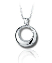 Load image into Gallery viewer, Sterling Silver Circle Funeral Cremation Urn Pendant for Ashes w/Chain
