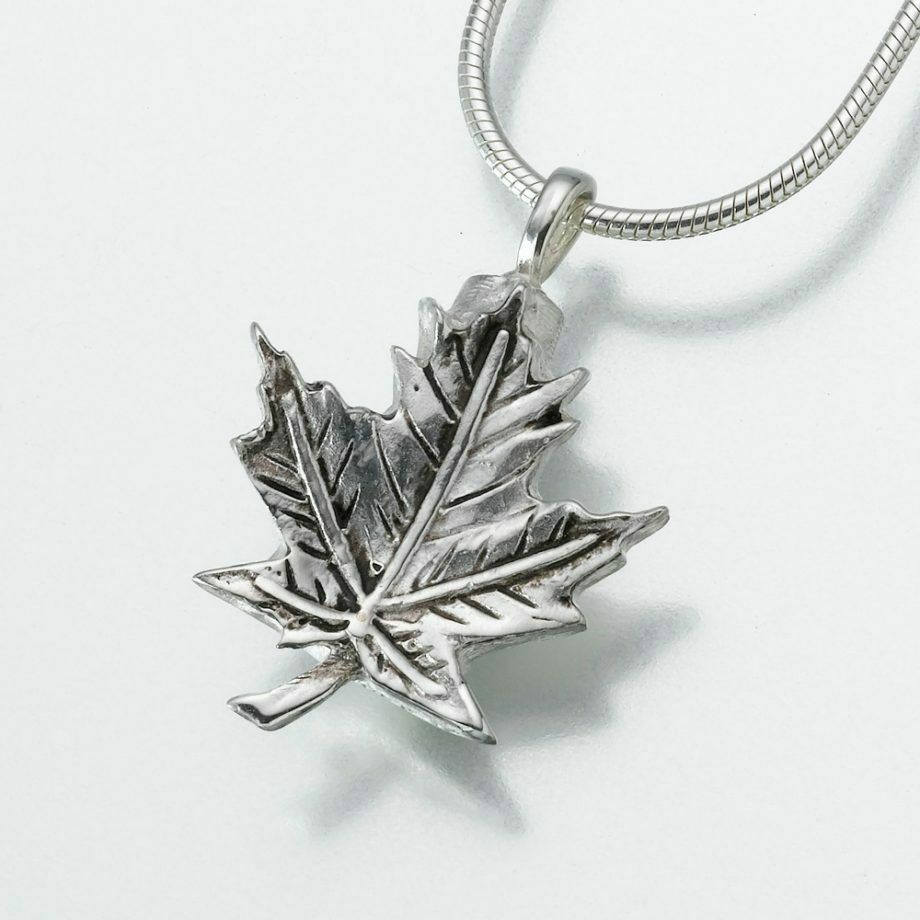 Sterling Silver Maple Leaf Memorial Jewelry Pendant Funeral Cremation Urn