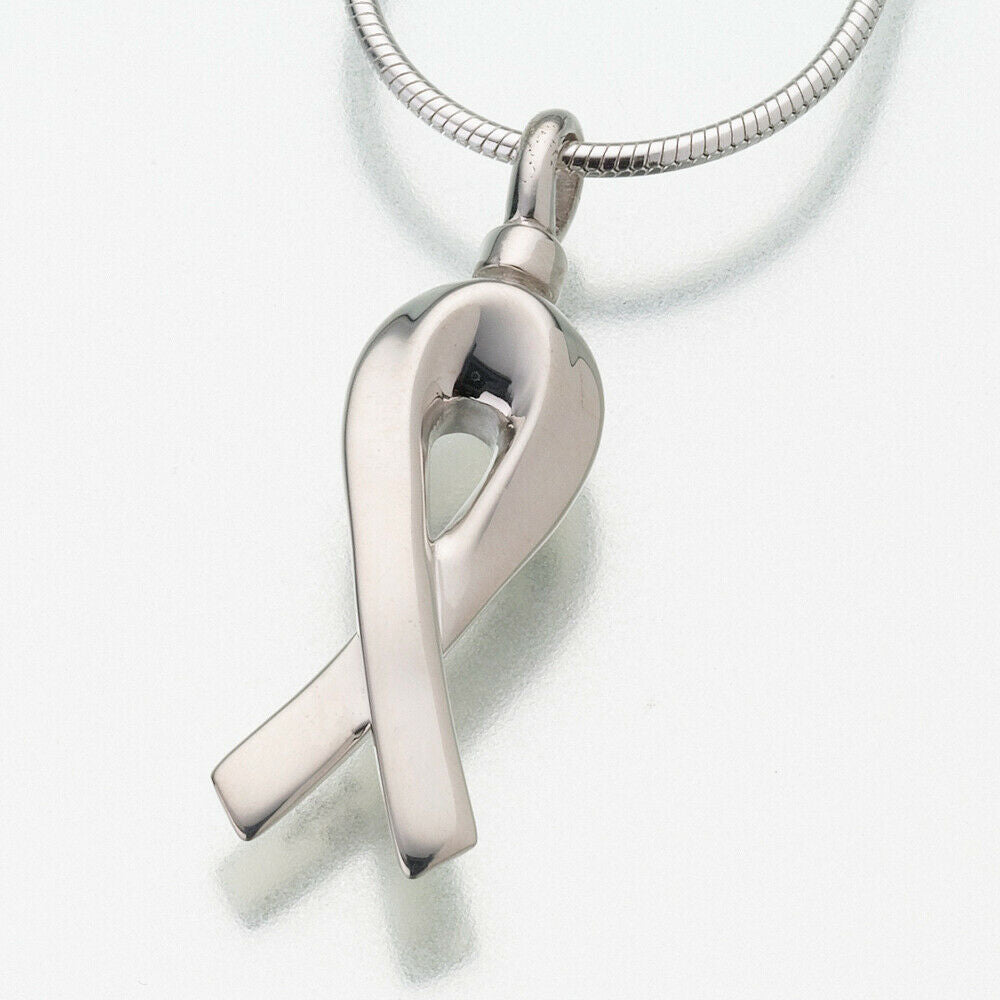Sterling Silver Remembrance Ribbon Memorial Jewelry Funeral Cremation Urn
