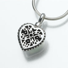 Load image into Gallery viewer, Sterling Silver Filigree Heart Memorial Jewelry Pendant Funeral Cremation Urn
