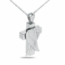 Load image into Gallery viewer, Wings on Cross Stainless Steel Pendant/Necklace Funeral Cremation Urn for Ashes
