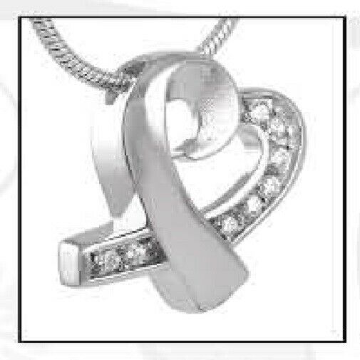 Love Heart Stainless Steel Funeral Cremation Urn Pendant w/Chain for Ashes