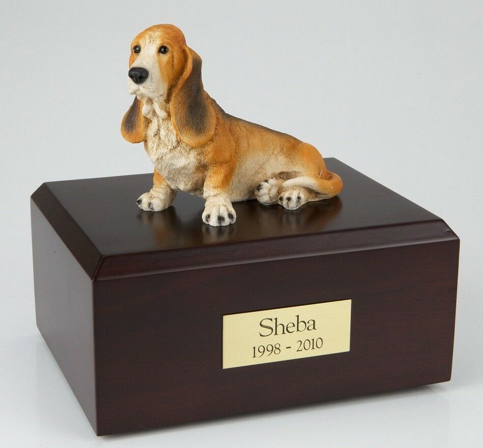 Basset Hound Pet Funeral Cremation Urn Available in 3 Different Colors & 4 Sizes