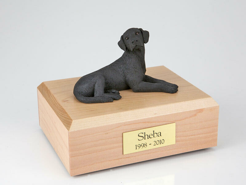 Labrador Black Laying Figurine Dog Pet Cremation Urn Avail 3 Diff Colors 4 Sizes