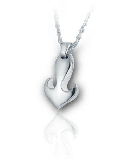 Sterling Silver Heart Anchor Funeral Cremation Urn Pendant for Ashes w/Chain