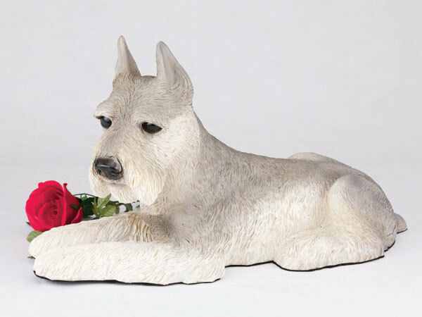 Large 221 Cubic Inches Gray Schnauzer Resin Urn for Cremation Ashes, Ears Up