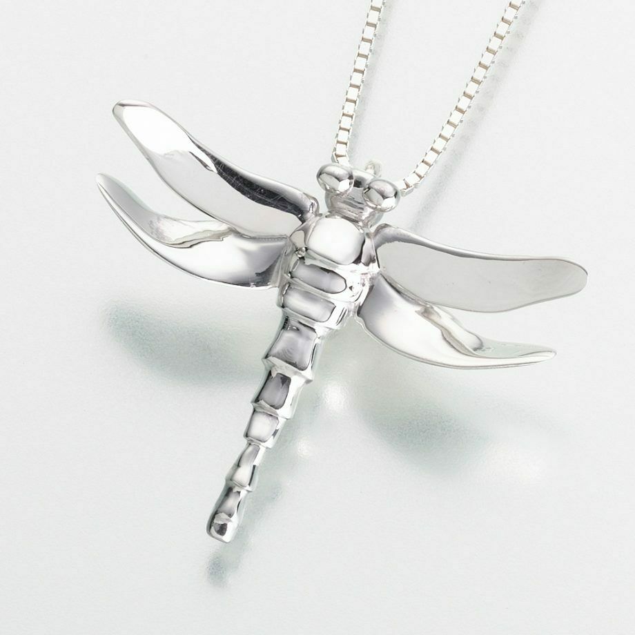 Sterling Silver Dragonfly Memorial Jewelry Pendant Funeral Cremation Urn