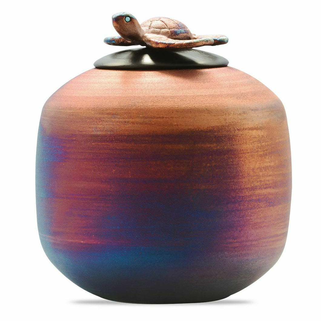 Small/Keepsake 150 Cubic Inch Raku Turtle Funeral Cremation Urn for Ashes