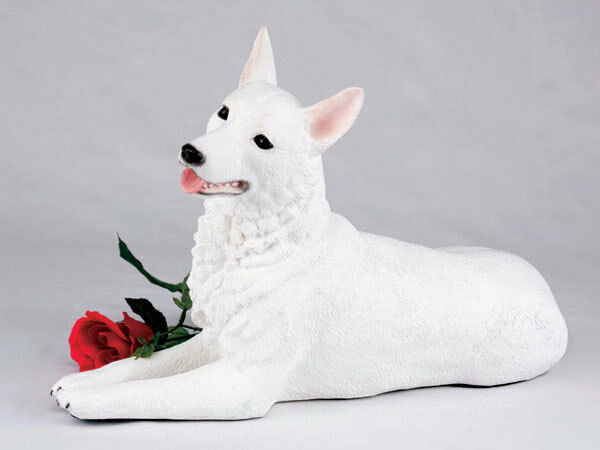 Large 196 Cubic Inches White German Shepherd Resin Urn for Cremation Ashes