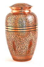 Load image into Gallery viewer, New, Brass Set of 6 Copper Oak Keepsake Cremation Urns, 5 Cubic Ins each
