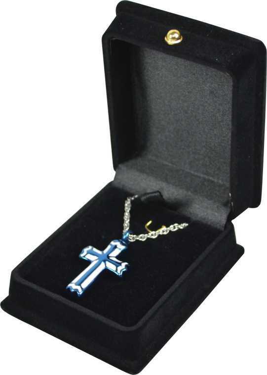 Blue, White & Silver Cross Pendant Urn w/20